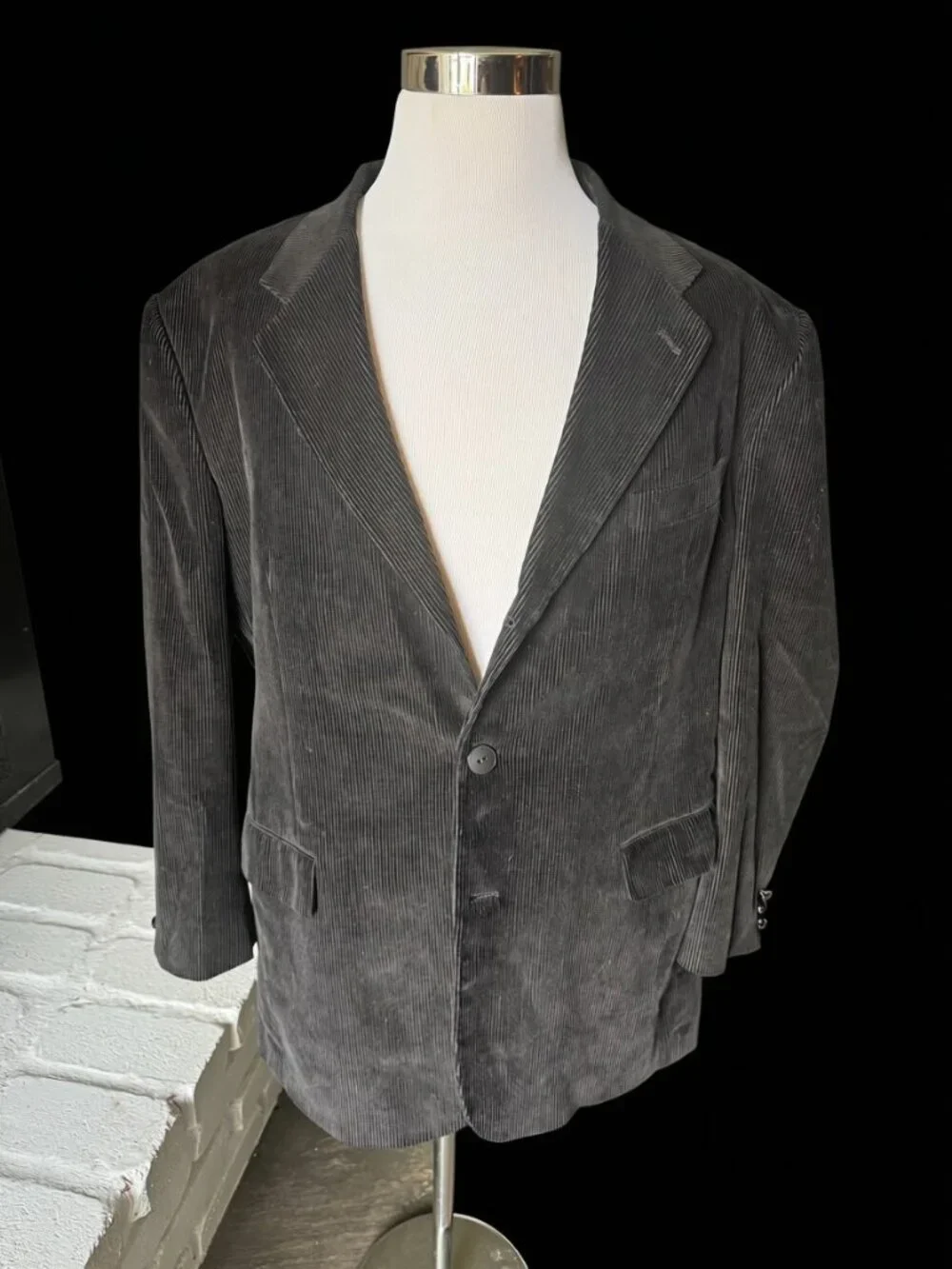 Oleg Casini Men's 46L Black Corduroy Sports Coat